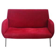 Canapé rouge design italien du 20ème siècle, années 50