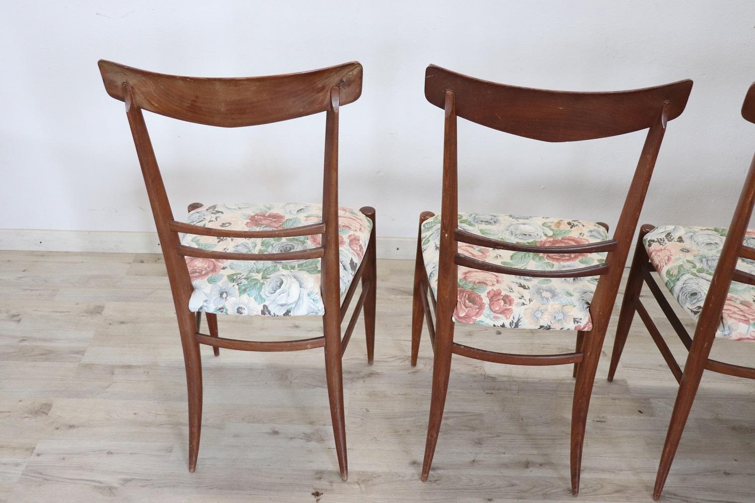 20th Century Italian Design Set of Four Chairs in Teak, Ico Parisi 1950s For Sale 6