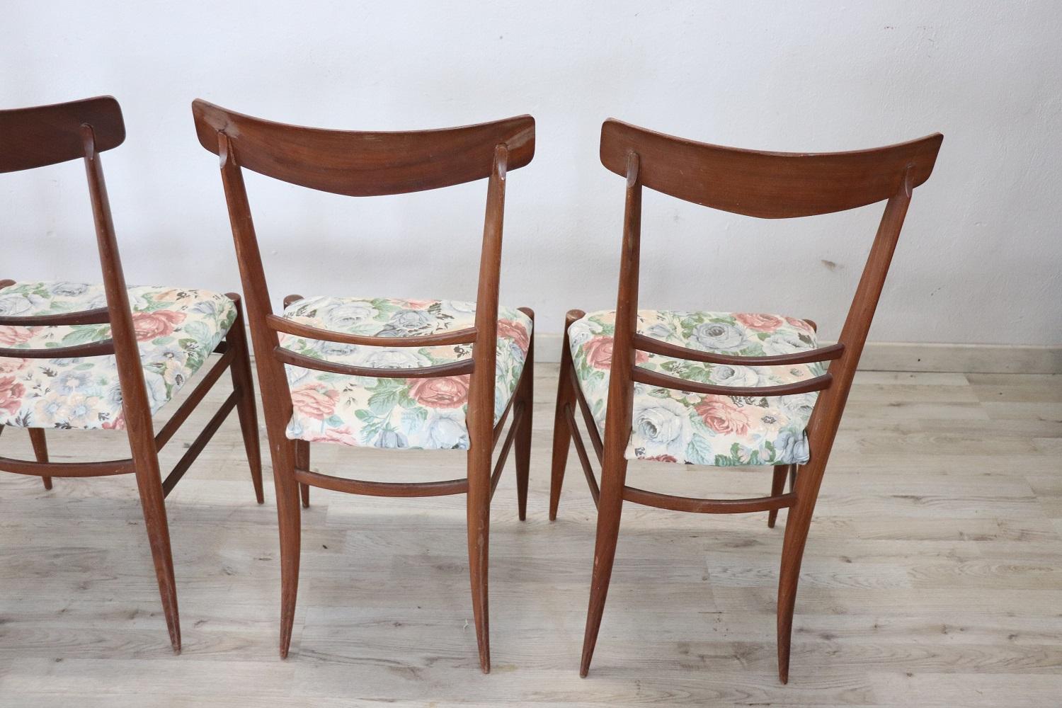 20th Century Italian Design Set of Four Chairs in Teak, Ico Parisi 1950s For Sale 7