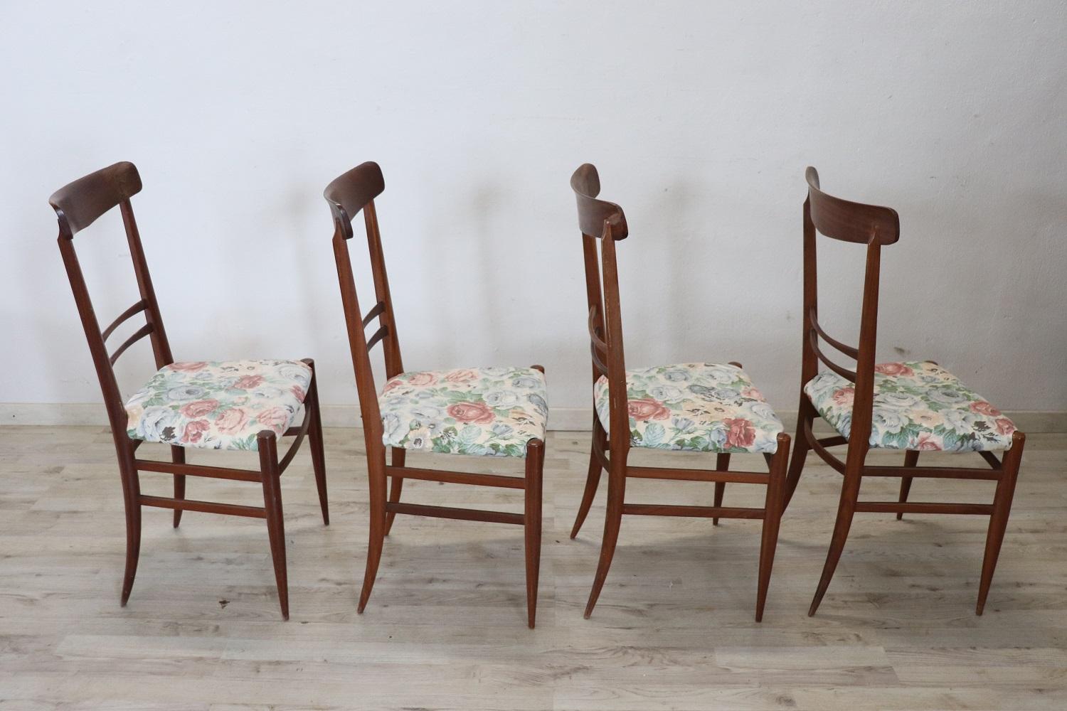 20th Century Italian Design Set of Four Chairs in Teak, Ico Parisi 1950s For Sale 8