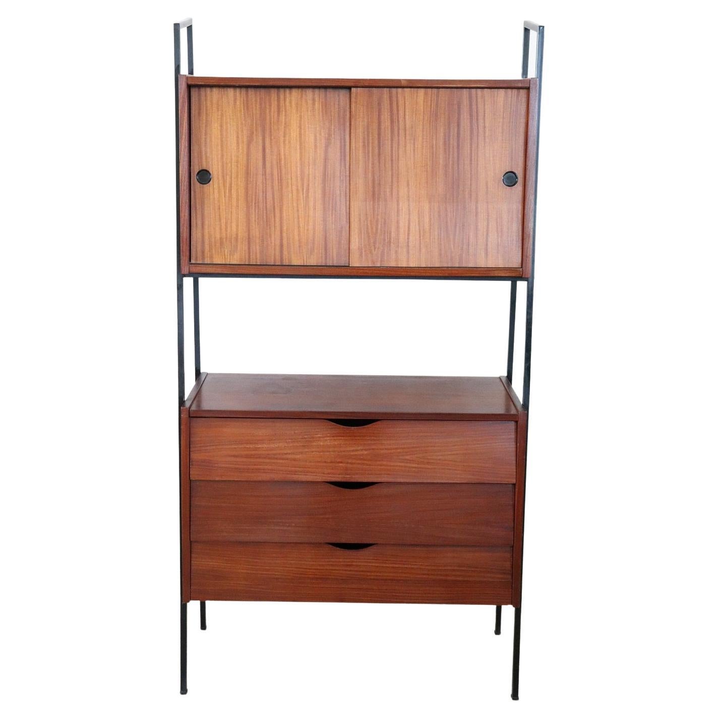20th Century Italian Design Shoe Cabinet in Teak and Iron, 1960s For Sale