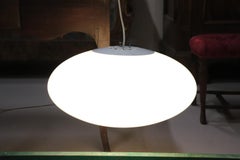 20th Century Italian Design White Glass Stilnovo Pendant, 1950s, UFO model