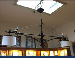 20th Century Italian Double Light Chandelier with Porcelain Decoration, 1940s