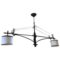 20th Century Italian Double Light Chandelier with Porcelain Decoration, 1940s