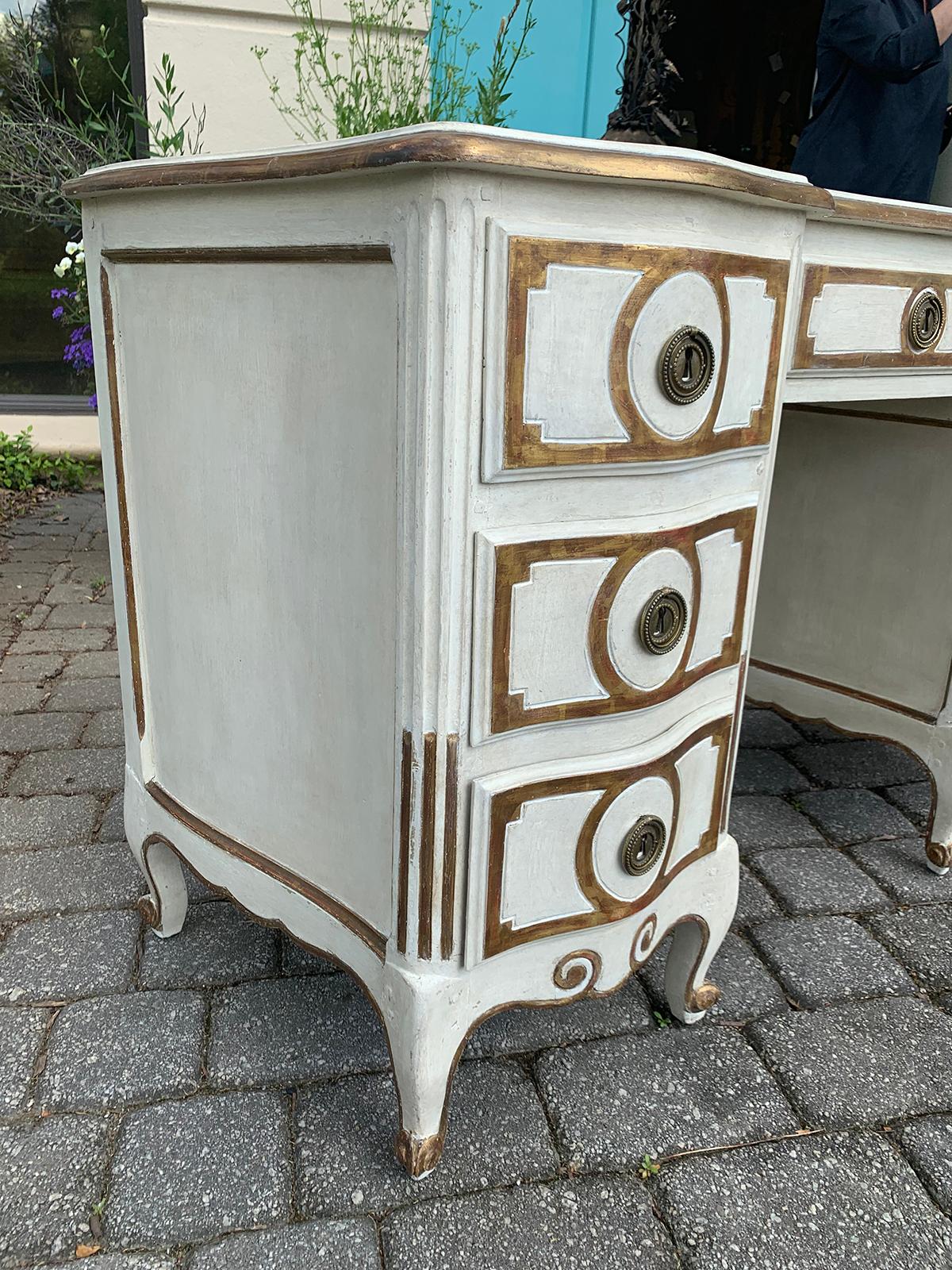 Wood 20th Century Italian Dressing Table/Desk, Painted White & Gold