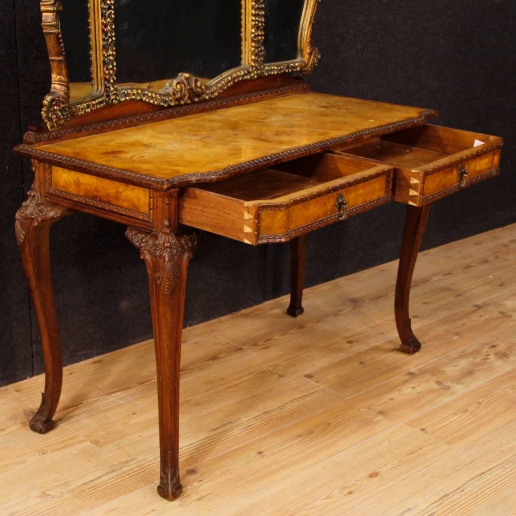 20th Century Italian Dressing Table in Walnut, Walnut Burl and Elm Burl Wood 7