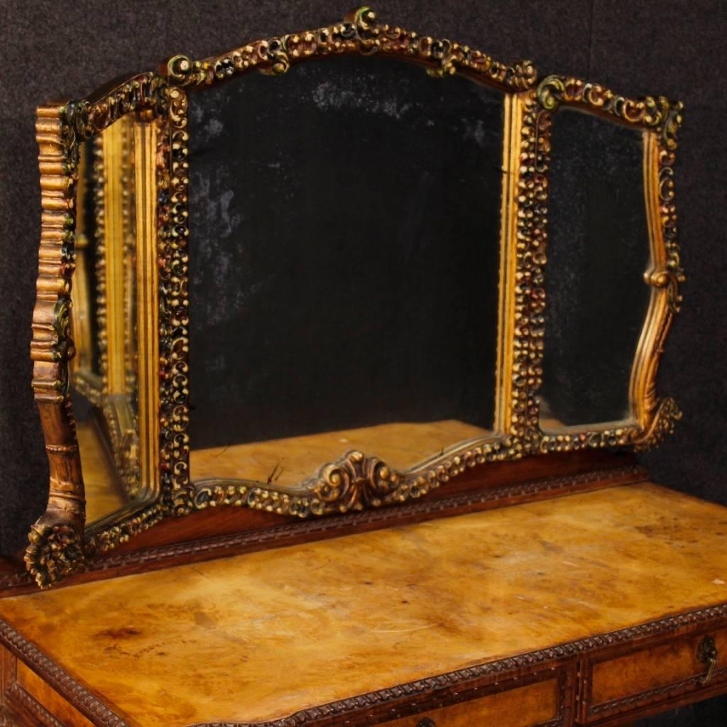 20th Century Italian Dressing Table in Walnut, Walnut Burl and Elm Burl Wood In Good Condition In Vicoforte, Piedmont