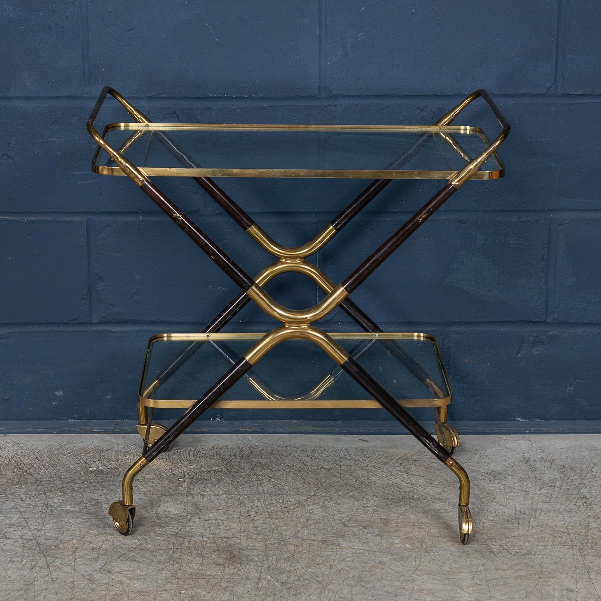 Teak 20th Century Italian Drinks Trolley In The Manner Of Cesare Lacca c.1960 For Sale