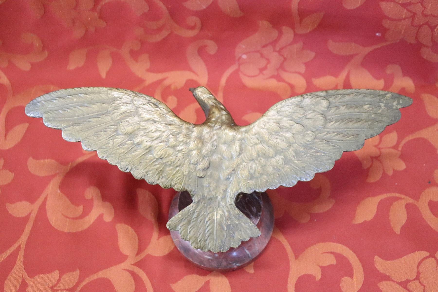 Mid-20th Century 20th Century Italian Eagle in Bronze on a Marble Base, 1940s