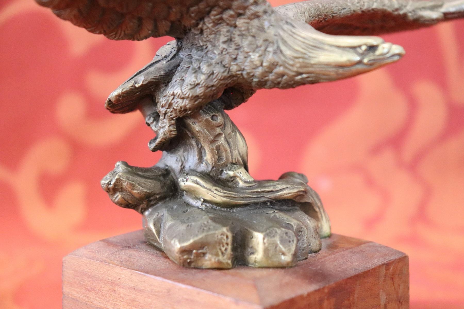 20th Century Italian Eagle in Bronze on a Wood Base, 1940s 1