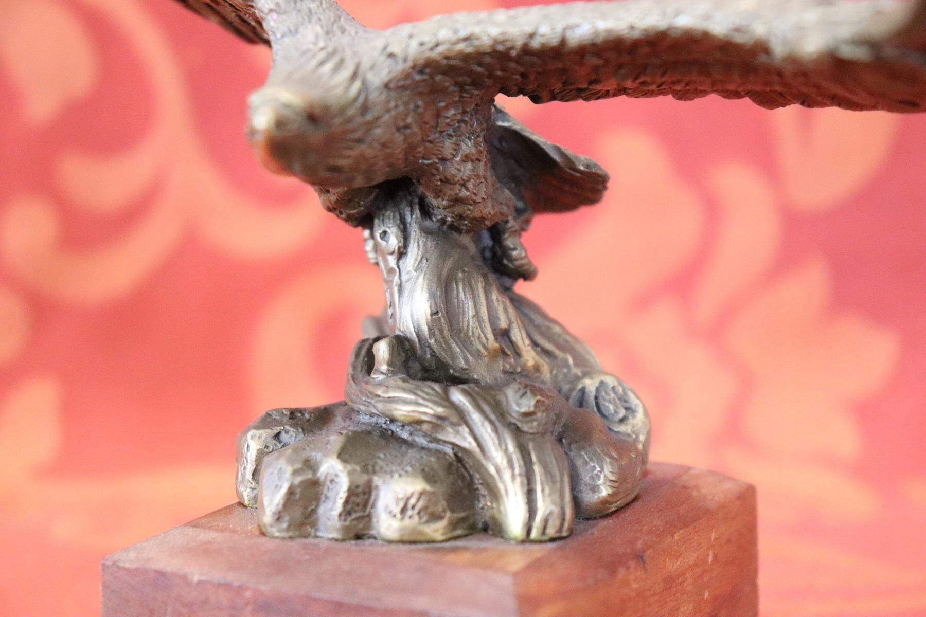 20th Century Italian Eagle in Bronze on a Wood Base, 1940s 2