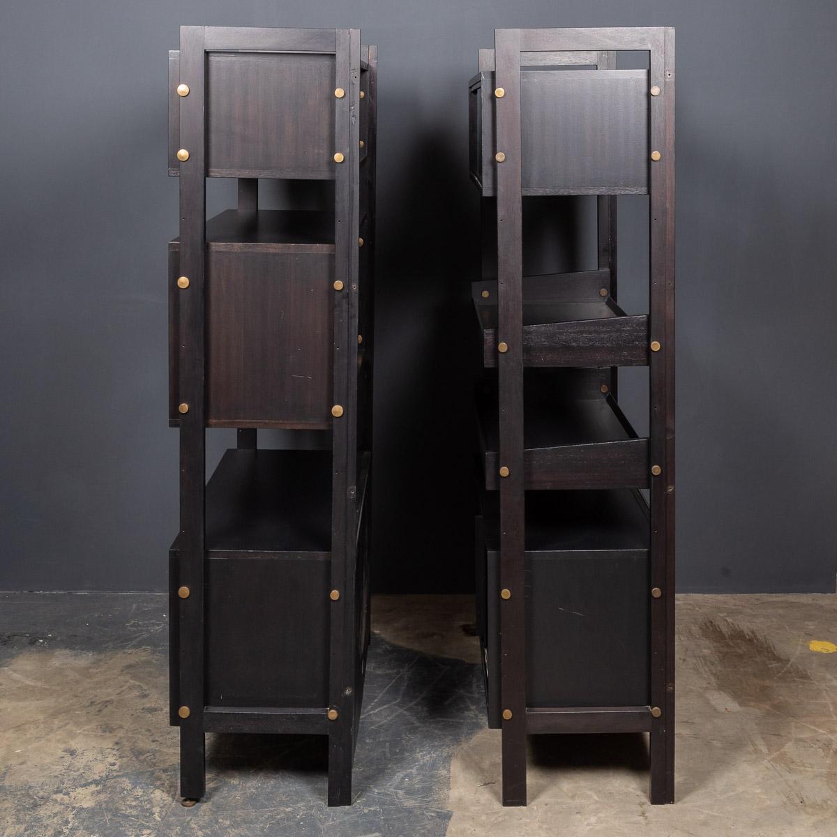 20th Century Italian Ebonised Étagères with Open Back & Storage, c.1970 In Good Condition For Sale In Royal Tunbridge Wells, Kent