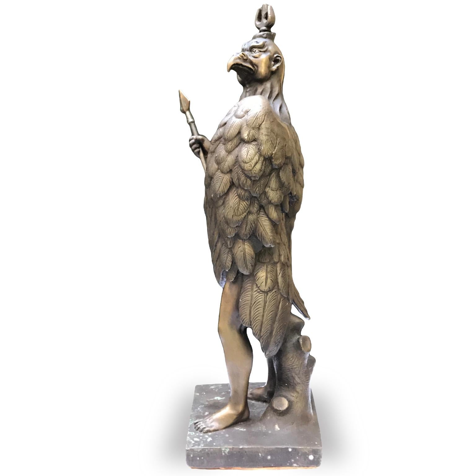 20th Century Italian Egyptian Revival Bronze Horus Sculpture In Good Condition In Milan, IT