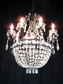 20th Century Italian Empire Style Crystal and Black Iron Chandelier