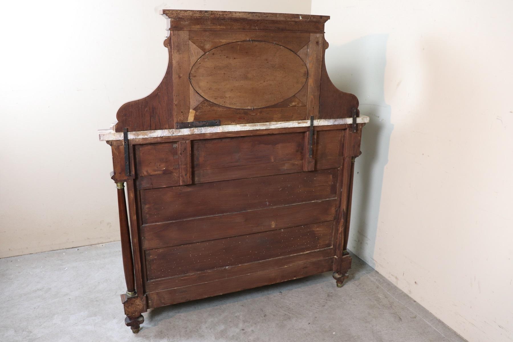 20th Century Italian Empire Style Oak Console Table with Columns and Marble Top 6