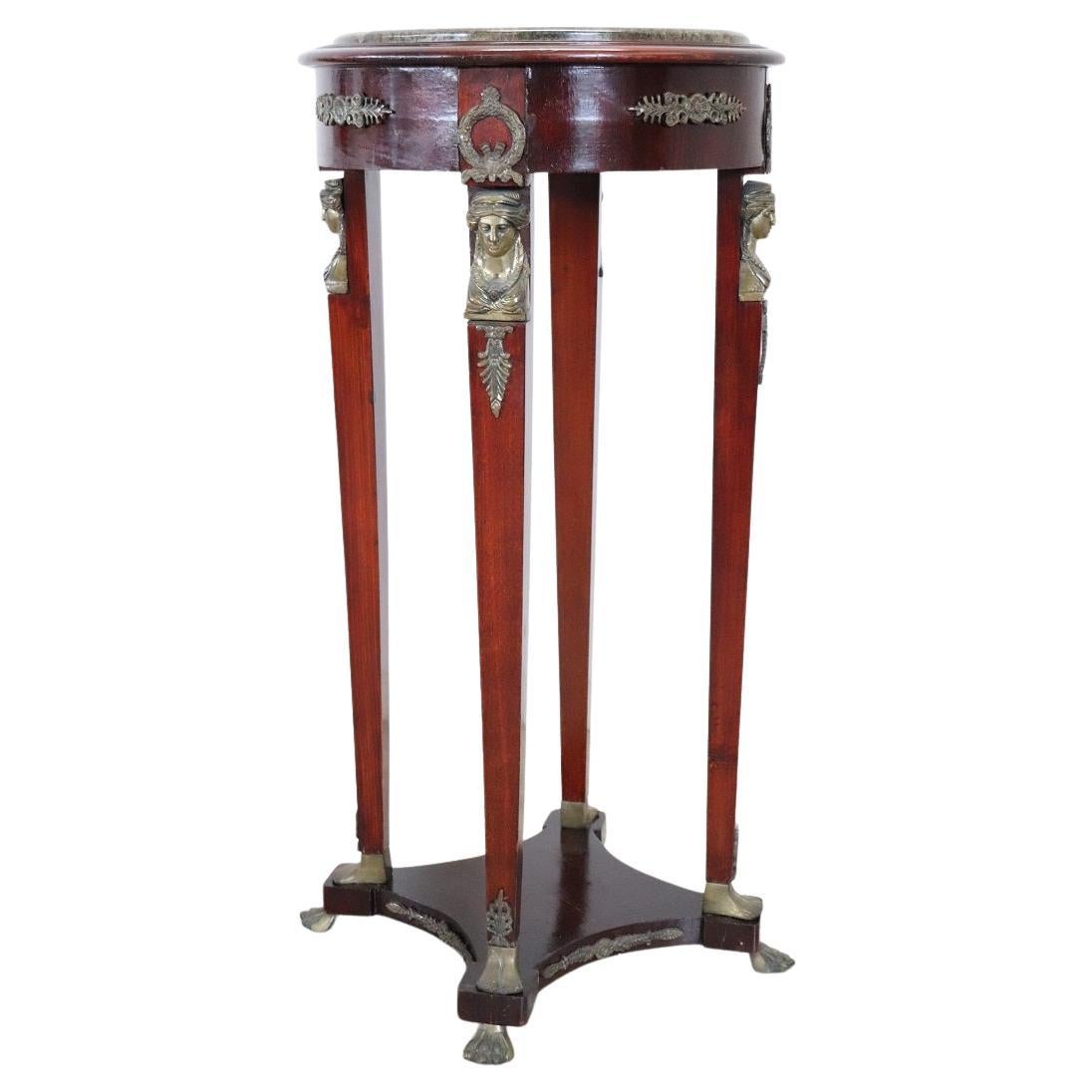 Guéridon in legno stile Impero del XX secolo con piano in bronzo e marmo in vendita