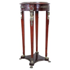 Italienischer Empire-Stil des 20. Jahrhunderts Guéridon aus Holz mit Bronze- und Marmorplatte