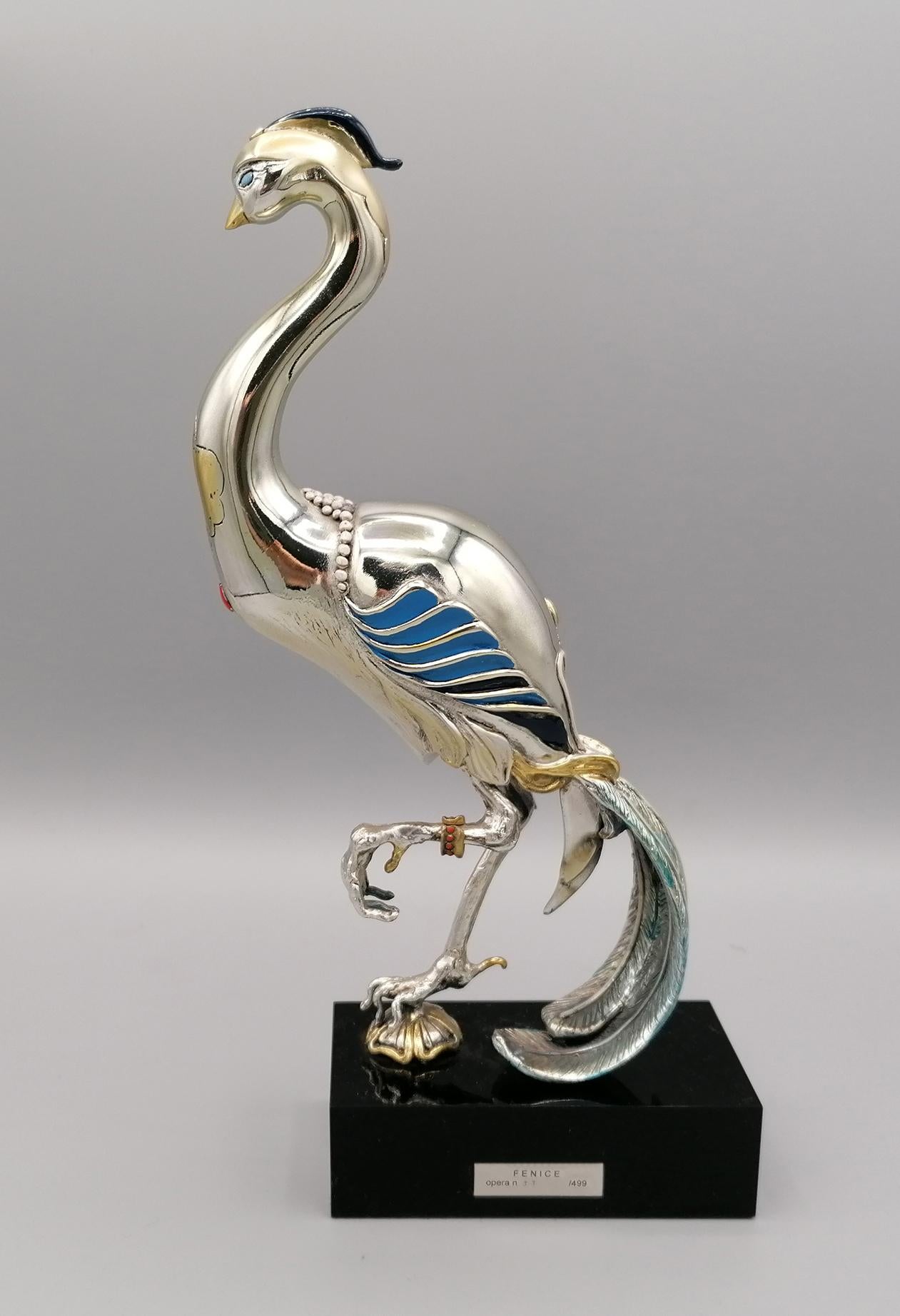 20th Century Italian Enameled Phoenix Sculpture For Sale 6
