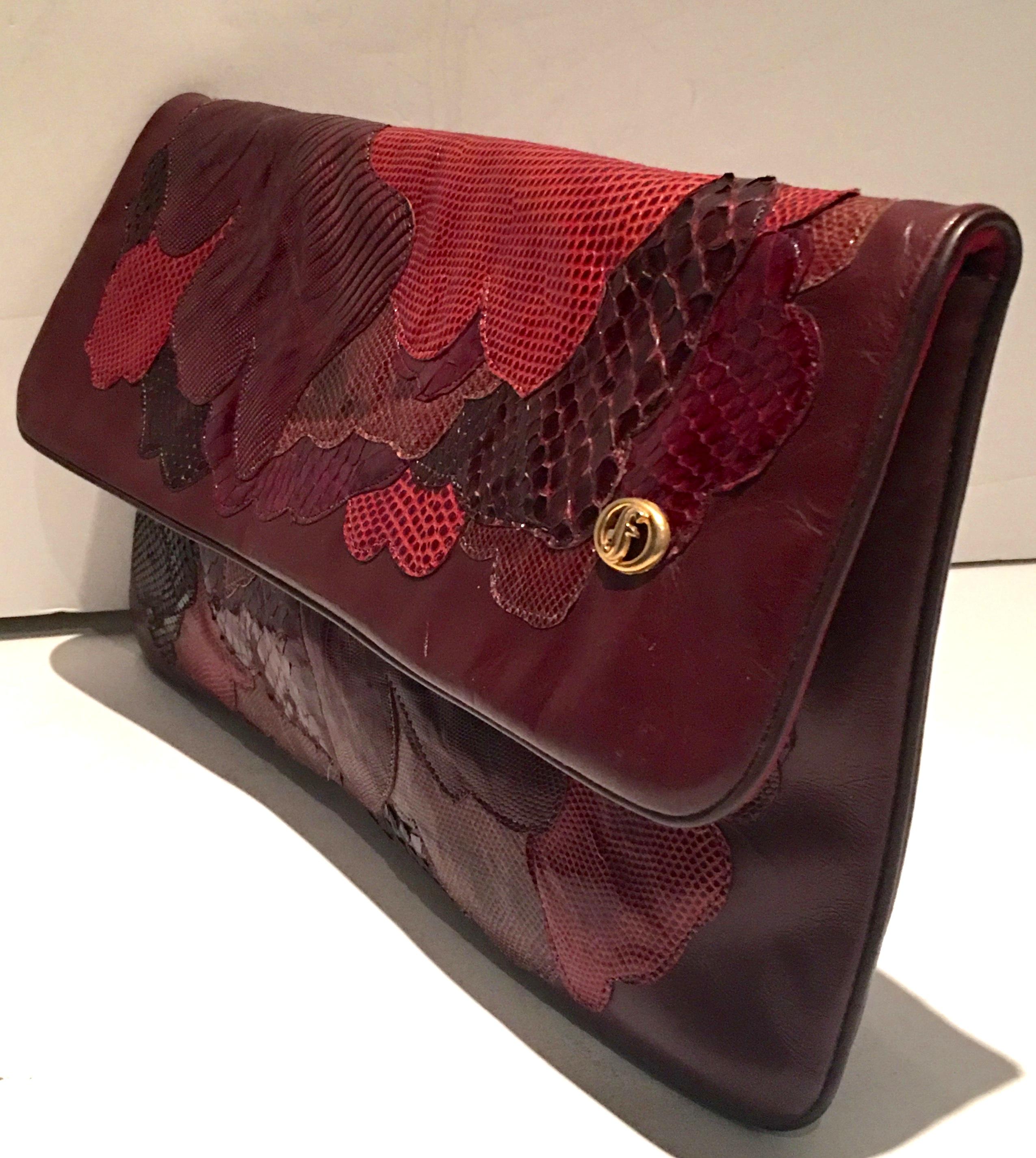 20th Century Italian Exotic Leather Patchwork Clutch Hand Bag By, Carlos Fiori In Good Condition In West Palm Beach, FL