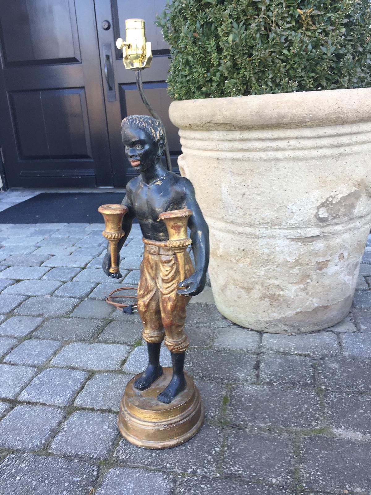 Hand-Carved 20th Century Italian Figure as Lamp