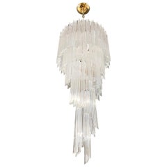 20th Century Italian Five-Tiered Spiral Murano Glass Chandelier by Paolo Venini