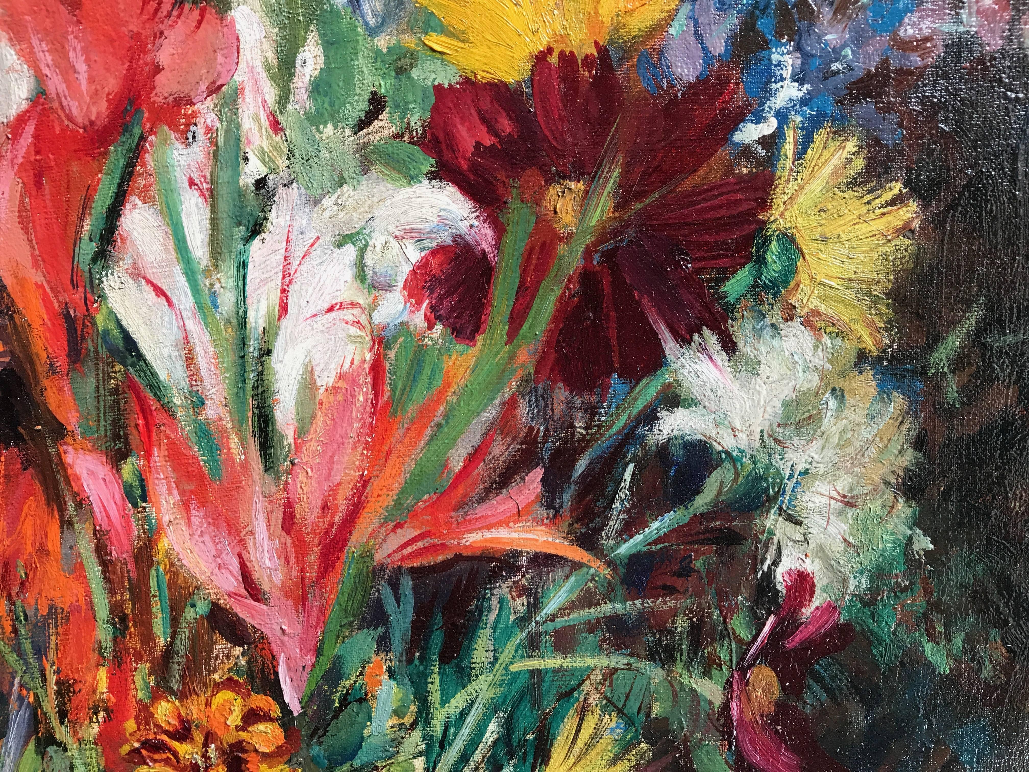 20th Century Italian Flowers Still Life Signed Umberto Montini For Sale 8