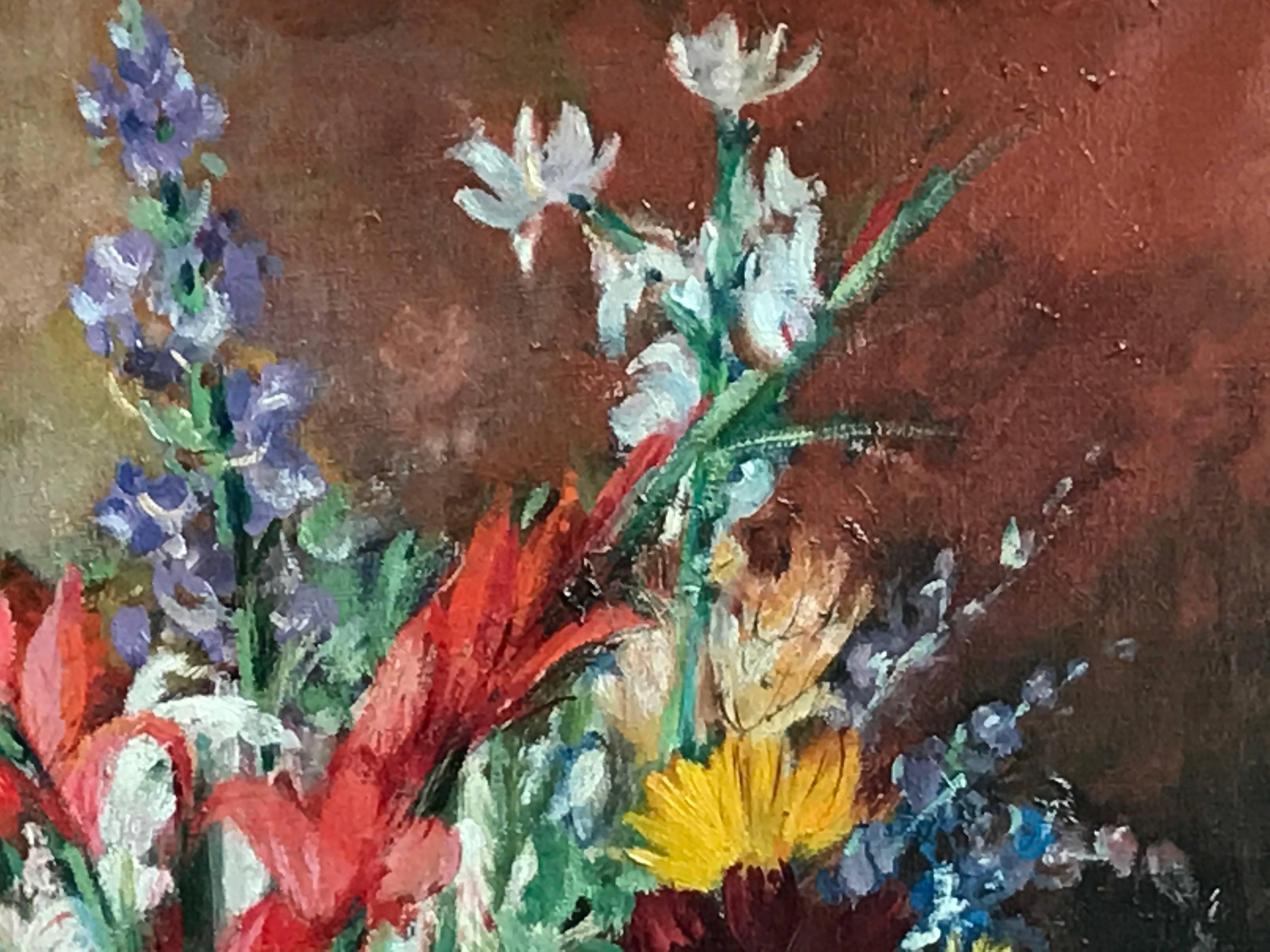 20th Century Italian Flowers Still Life Signed Umberto Montini For Sale 11