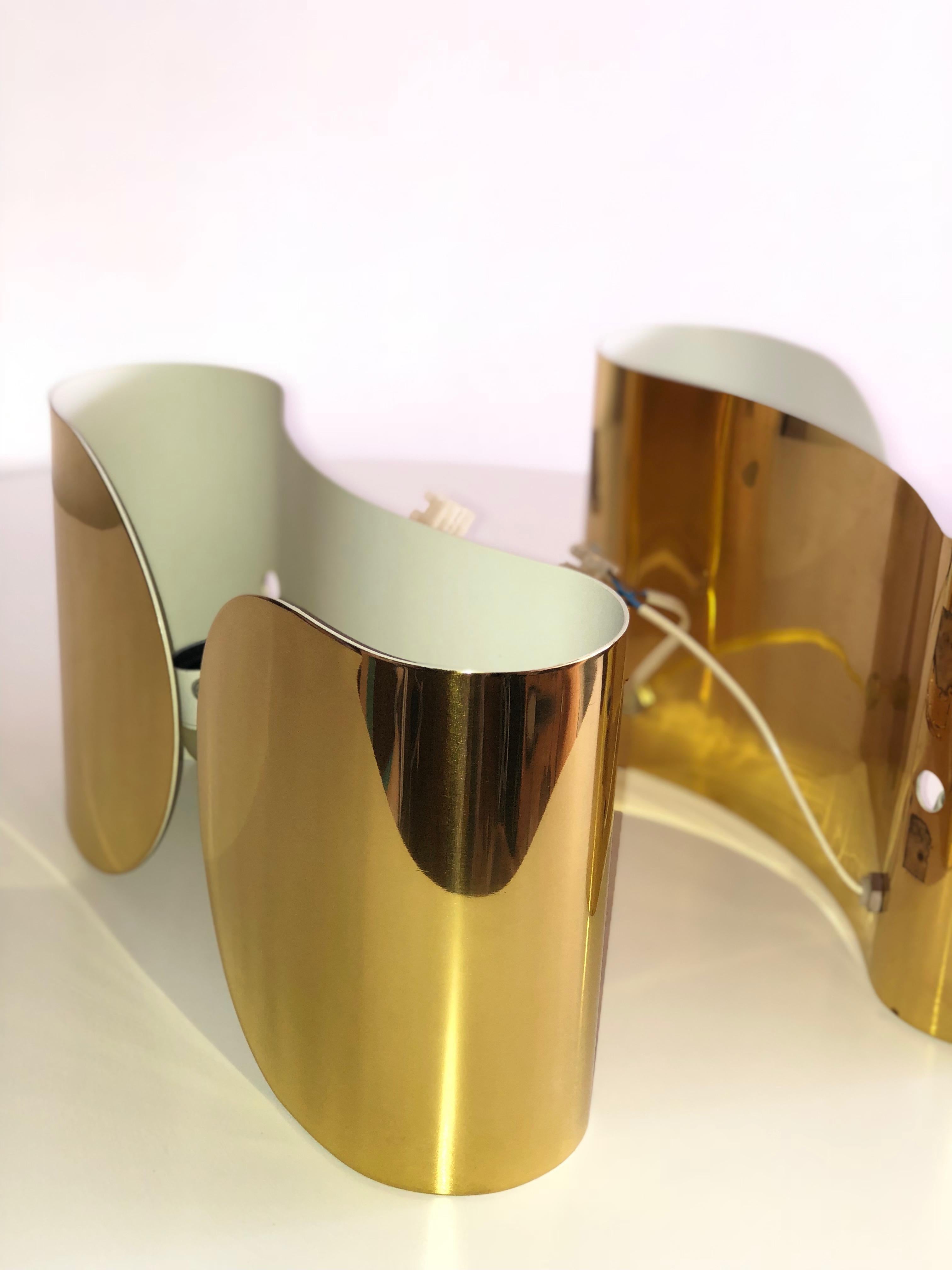 20th Century Italian Foglio Brass Sconces for Flos  7