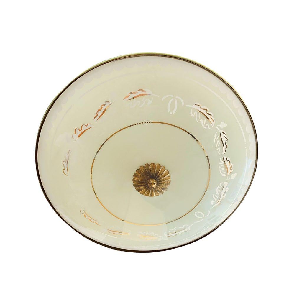Plafón italiano del siglo XX de cristal Fontana Arte de Pietro Chiesa Grabado en venta
