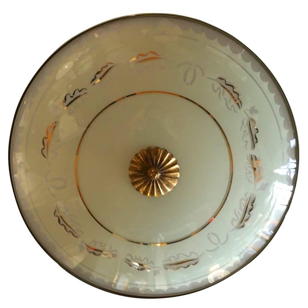 20ième siècle Plafonnier italien Fontana Arte du 20ème siècle en cristal de Pietro Chiesa en vente