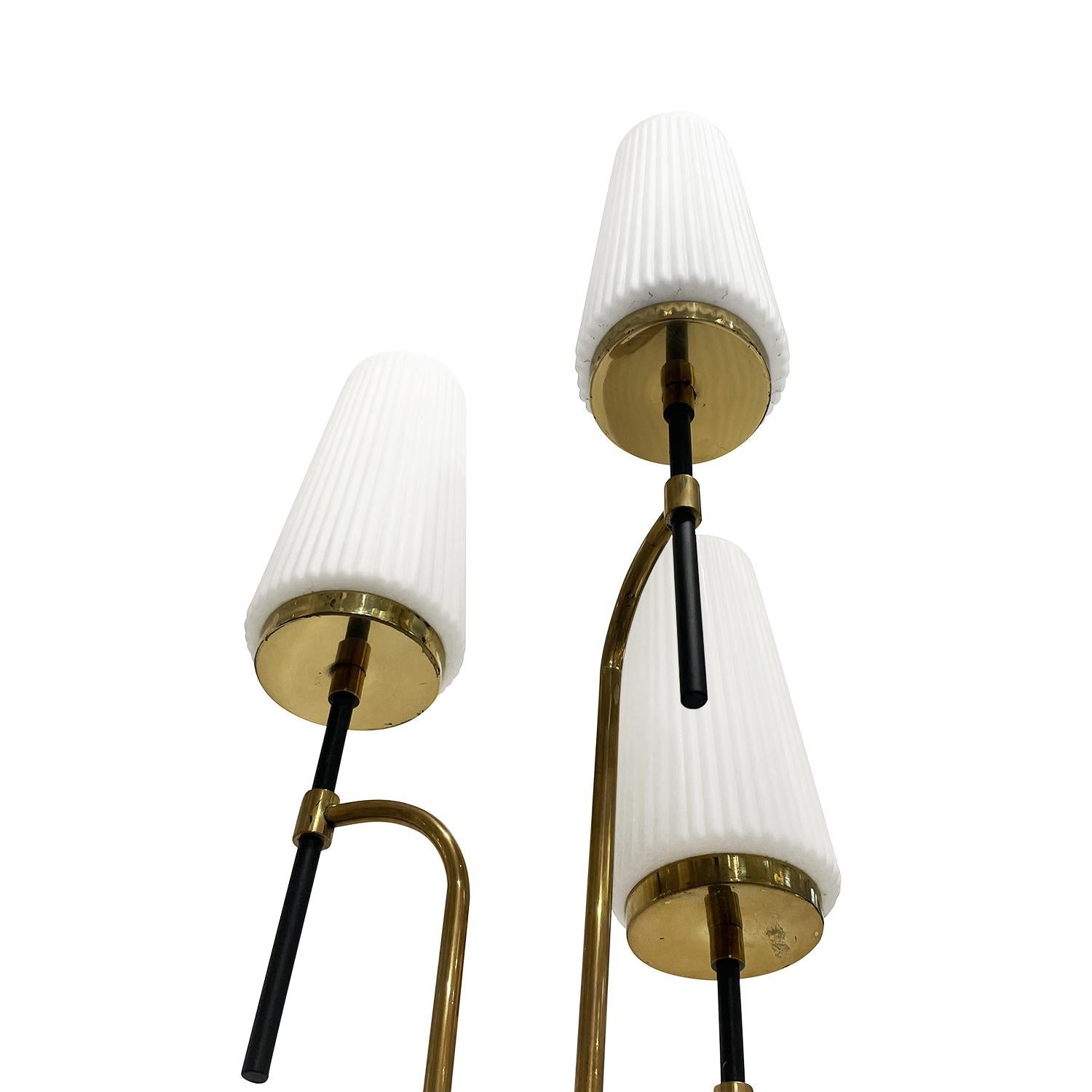 Metal 20th Century Italian Frosted Opaline Glass Floor Lamp Attributed to Stilnovo For Sale