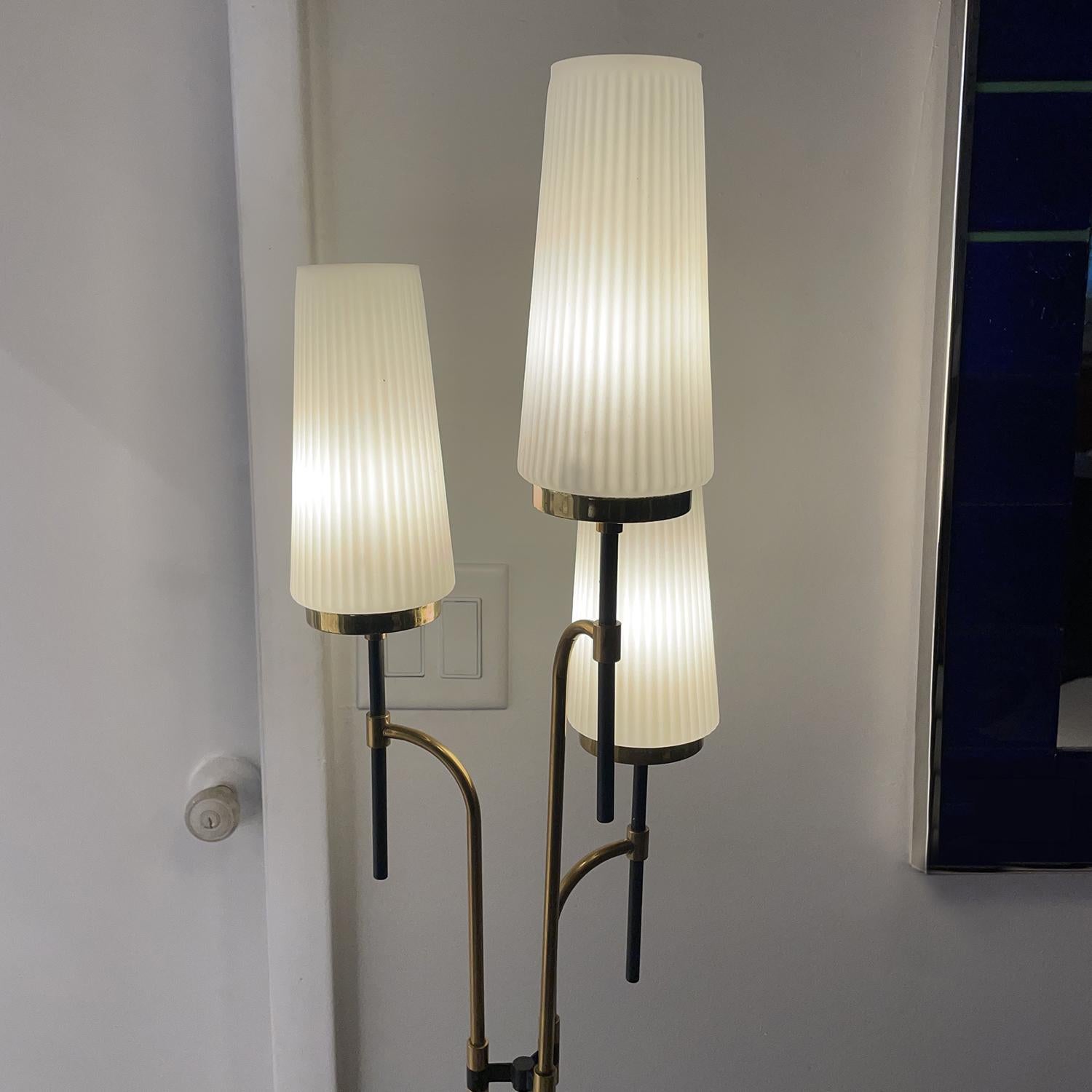 20th Century Italian Frosted Opaline Glass Floor Lamp Attributed to Stilnovo For Sale 2