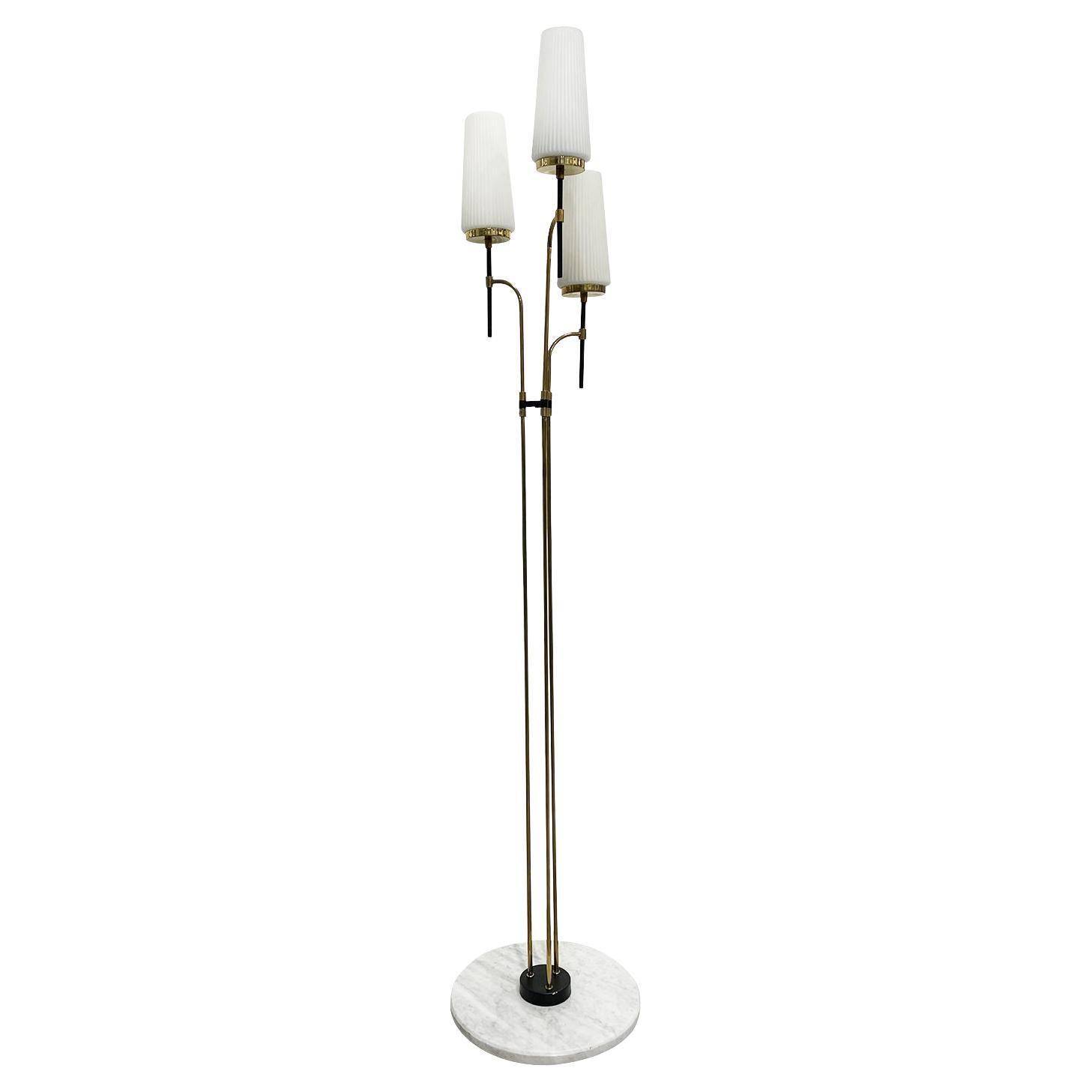 20th Century Italian Frosted Opaline Glass Floor Lamp Attributed to Stilnovo For Sale