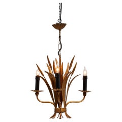 20th Century Italian Gilded Florentine Tole Wheat Sheaf Chandelier by Hans Kögl