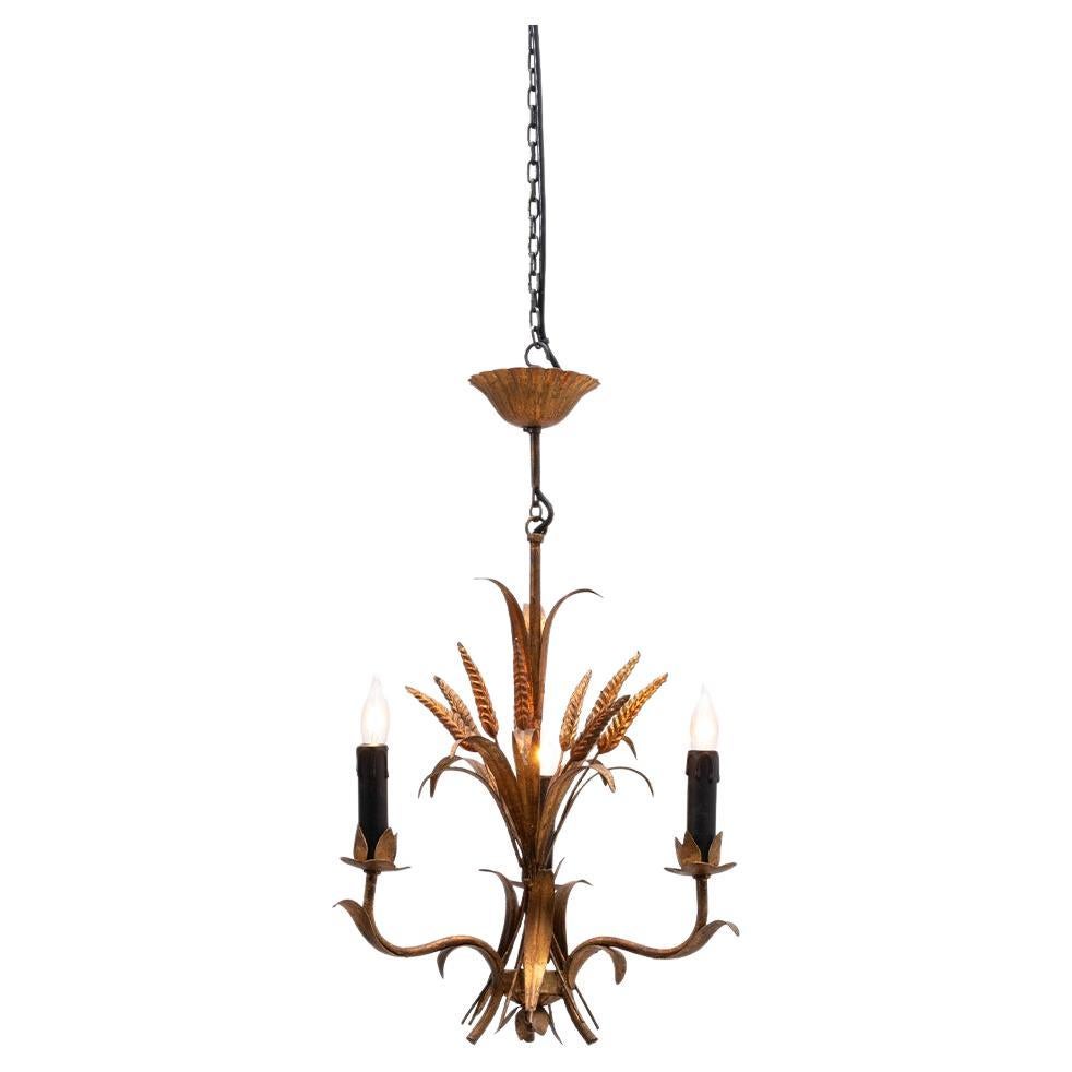 Italienischer vergoldeter Florentine-Kronleuchter mit Weizengarben des 20. Jahrhunderts von Hans Kögl
