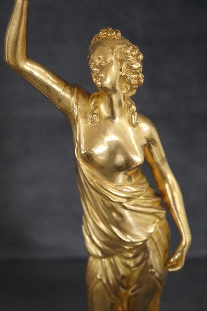 20th Century Italian Gilt Bronze Pair of Figures Sculptures For Sale 15