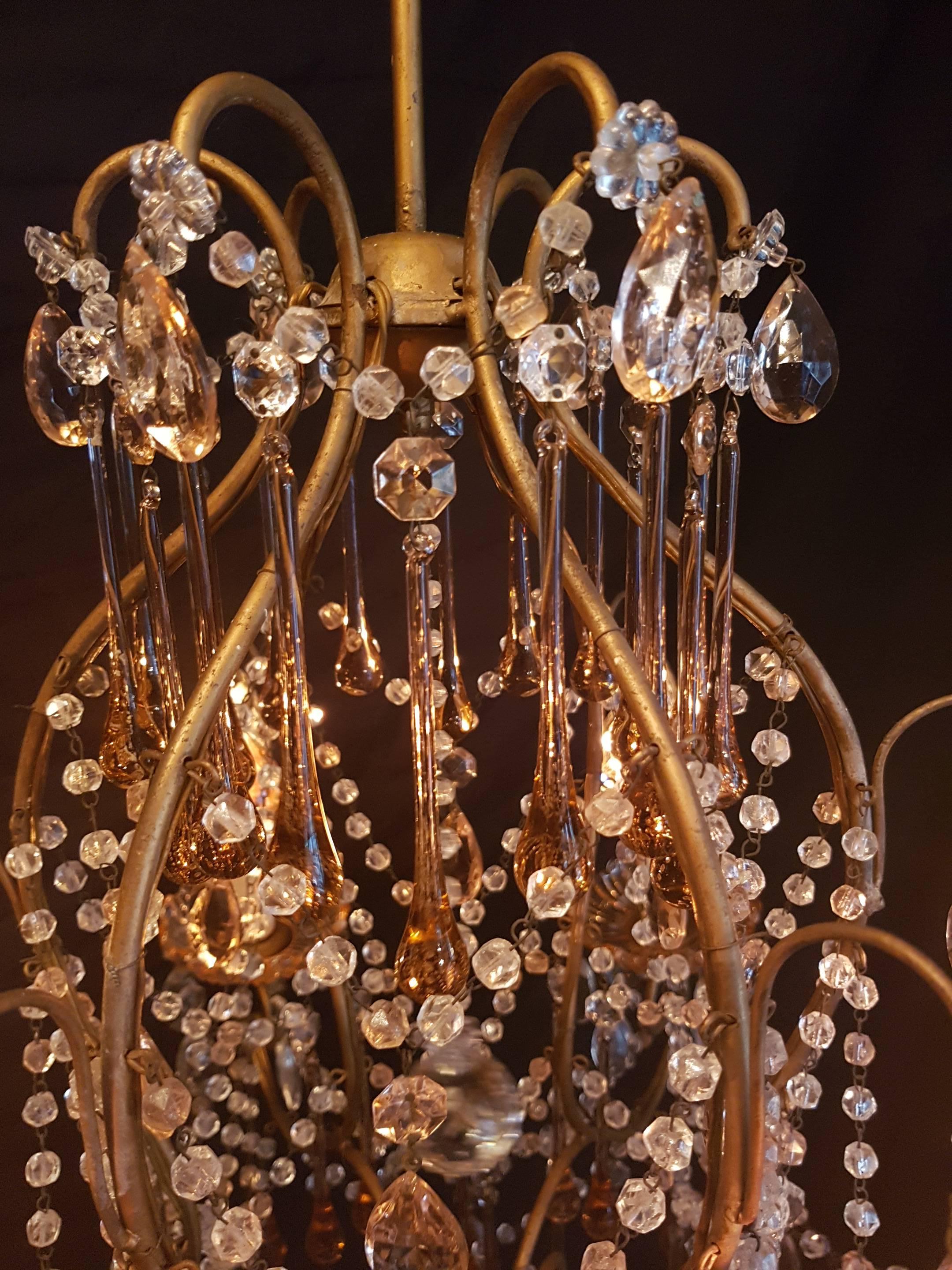 20th Century Italian Gilt Metal Chandelier For Sale 1