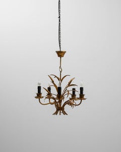 20th Century Italian Gilt Metal Wheat Sheaf Chandelier