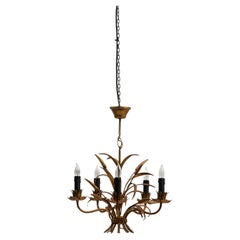 20th Century Italian Gilt Metal Wheat Sheaf Chandelier
