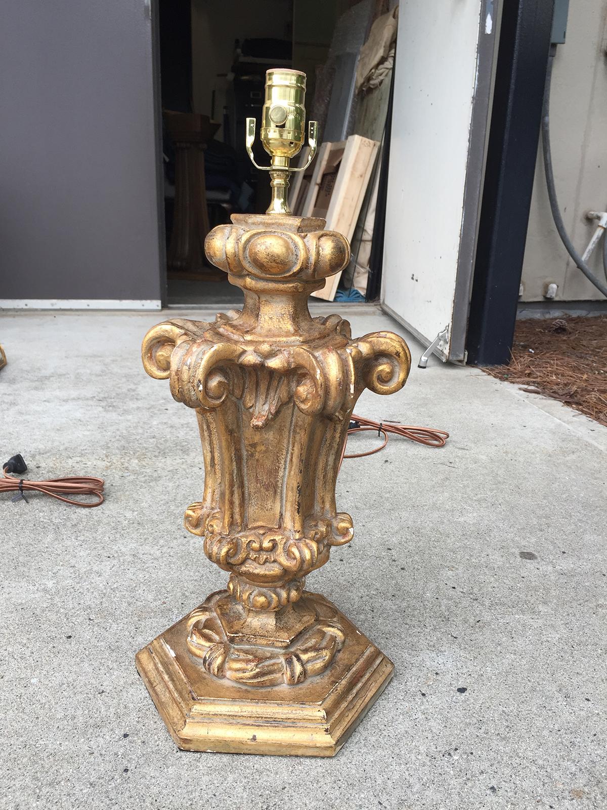 20th century Italian giltwood urn as lamp
New wiring.
