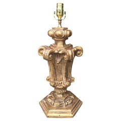 20th Century Italian Giltwood Urn as Lamp