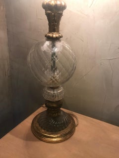 20th Century Italian Glass and Golden Wood Table Lamp, 1920s