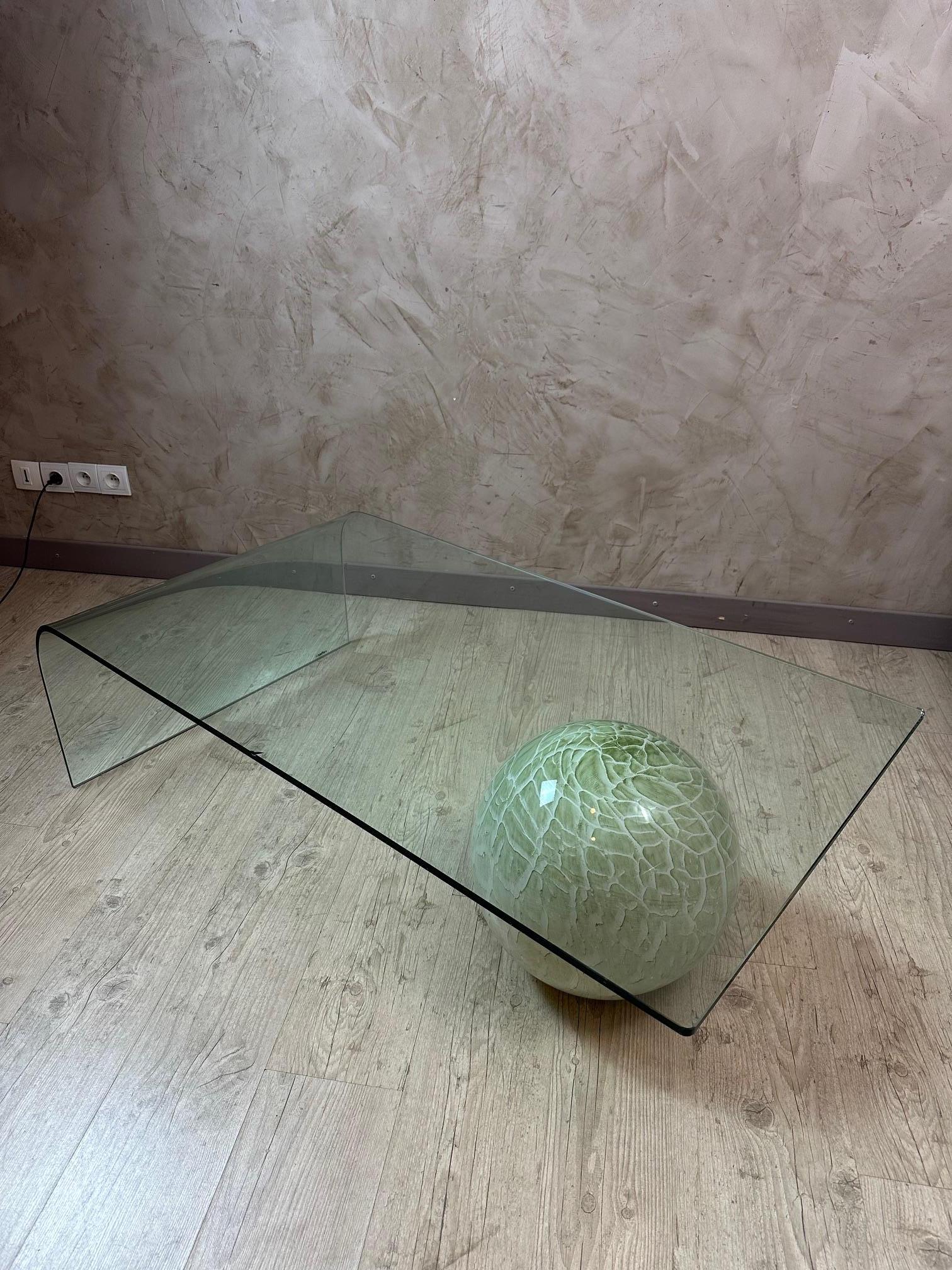Table basse en verre italienne du 20e siècle par Reflex, 1980 Bon état - En vente à LEGNY, FR