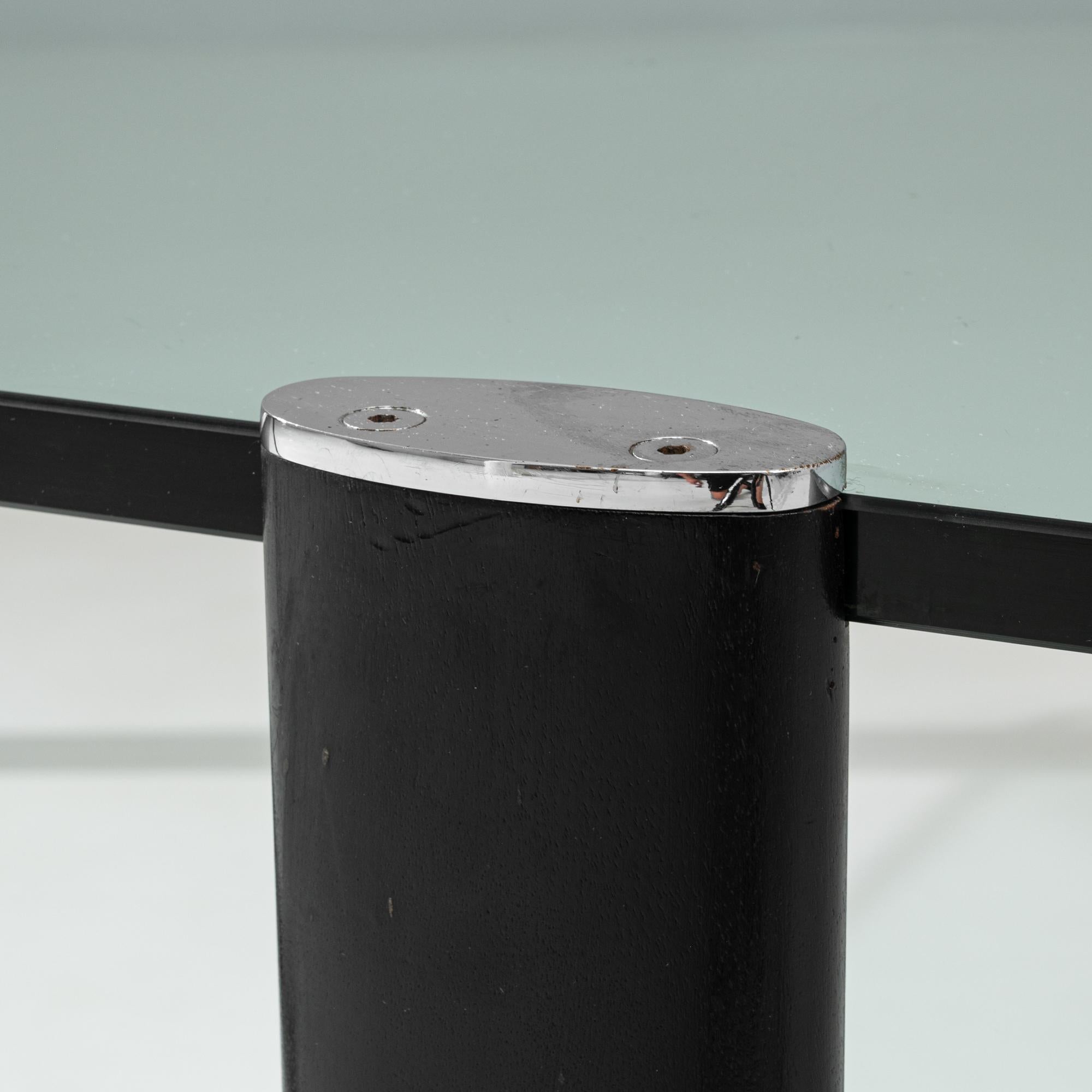 Table basse italienne en verre du 20e siècle sur base en bois en vente 8