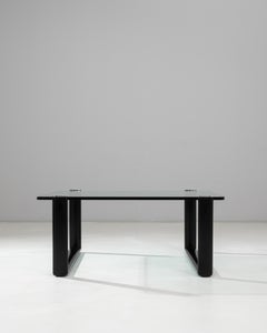 20th Century Italian Glass Coffee Table On Wooden Base