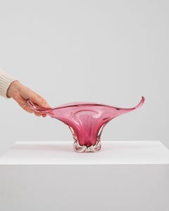 20th Century Italian Glass Vase, Clear Finish, 14.8\" Diameter