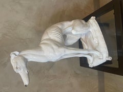 20th Century Italian Glazed Terracotta Greyhound Statue, 1970s