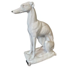 20th Century Italian Glazed Terracotta Greyhound Statue, 1970s
