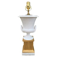 20th Century Italian Glazed Terracotta Urn Lamp on Giltwood and Marble Base
