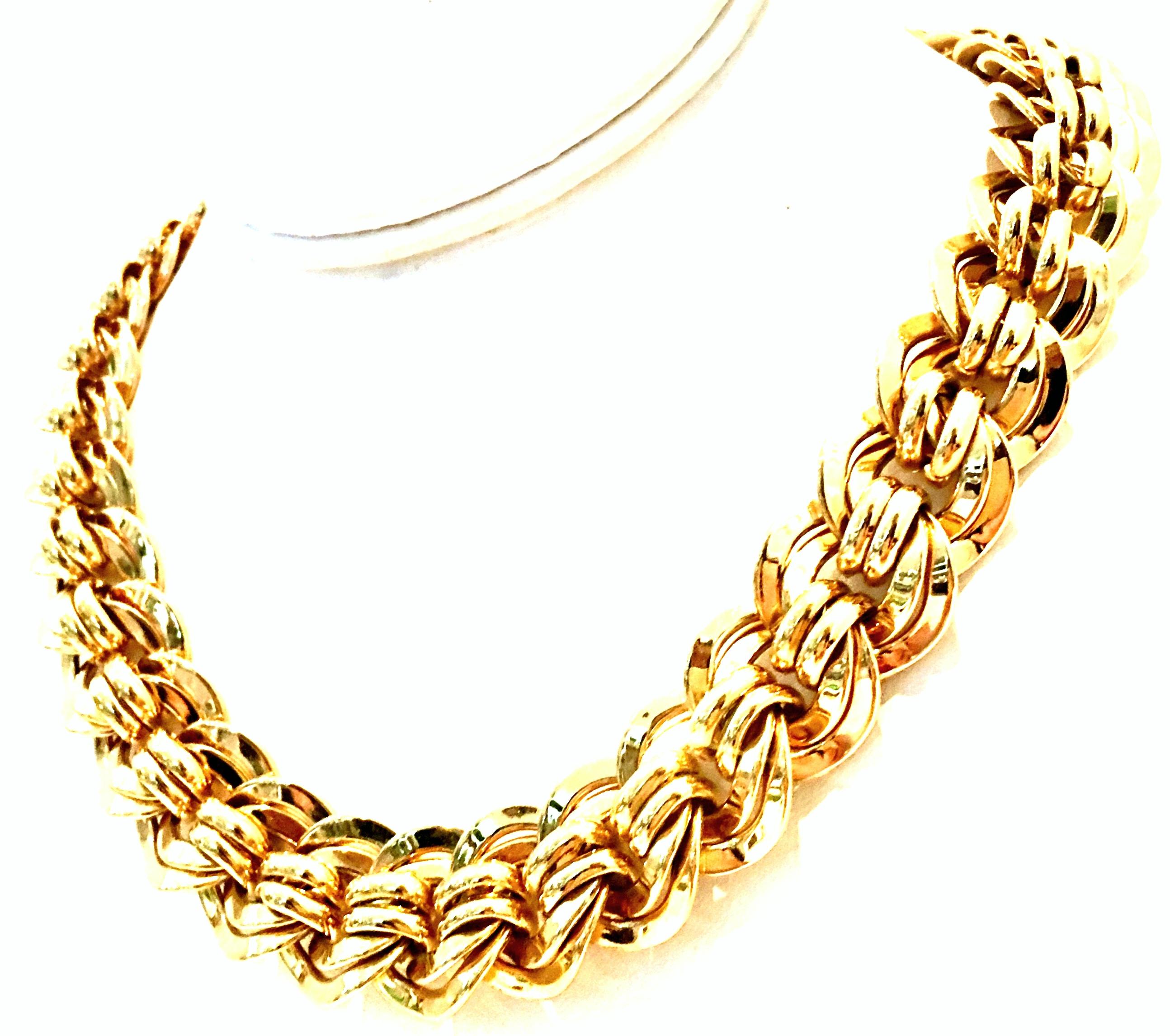 Women's or Men's 20th Century Italian Gold Plate Chain Link Choker  Style Necklace By, Napier